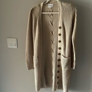 Long knit button down cardigan